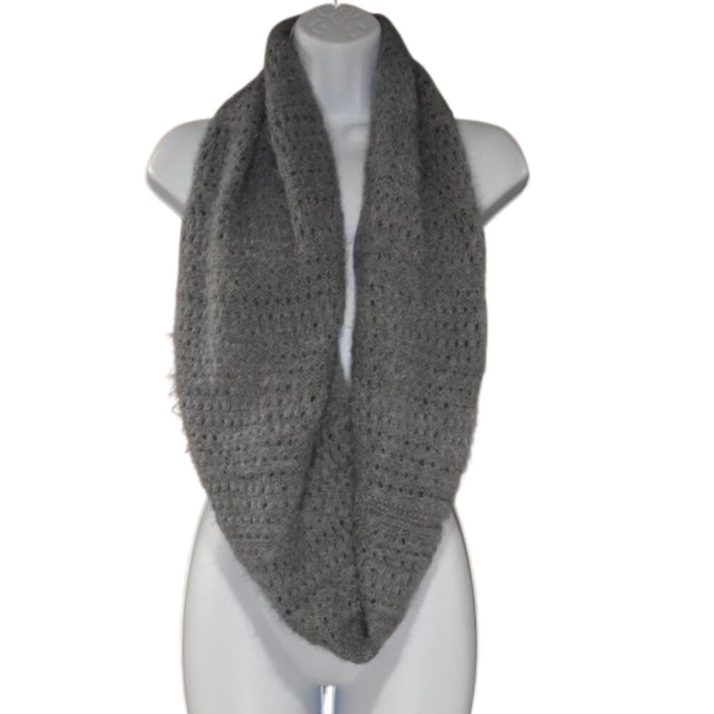Womens Gray Knit Infinity scarf